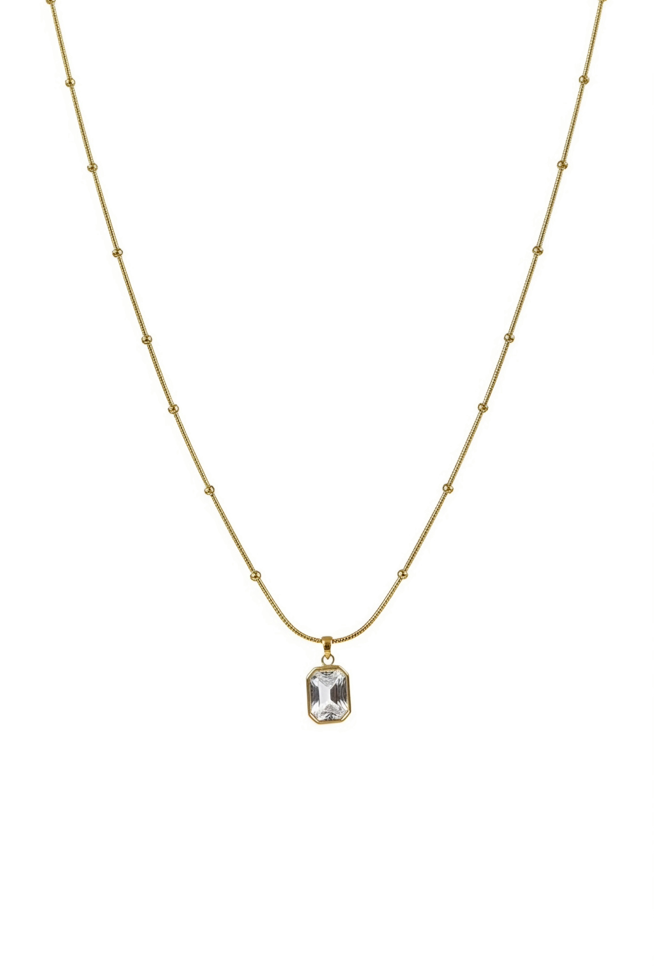 Clear Emerald-Cut Crystal Necklace